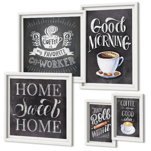 Set of 5 wall art pieces Rustic coffee inspirations