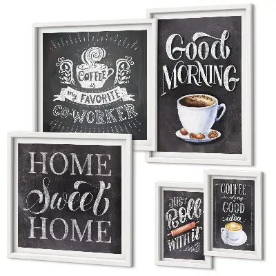 Set of 5 wall art pieces Rustic coffee inspirations