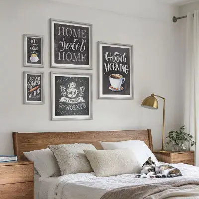 Set of 5 wall art pieces Rustic coffee inspirations