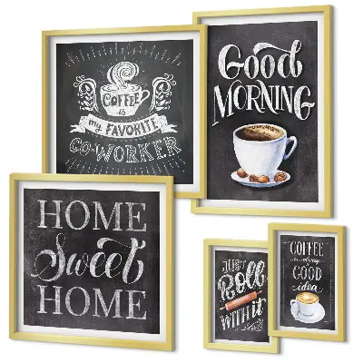 Set of 5 wall art pieces Rustic coffee inspirations