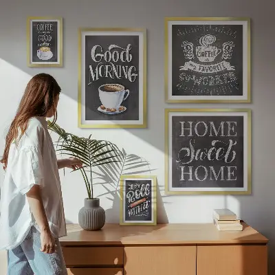 Set of 5 wall art pieces Rustic coffee inspirations