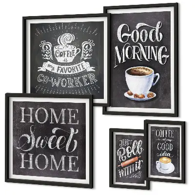 Set of 5 wall art pieces Rustic coffee inspirations