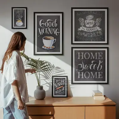 Set of 5 wall art pieces Rustic coffee inspirations