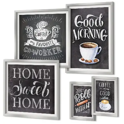 Set of 5 wall art pieces Rustic coffee inspirations