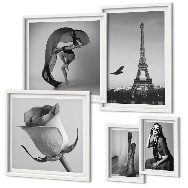 Gallery wall Stylish black and white Paris