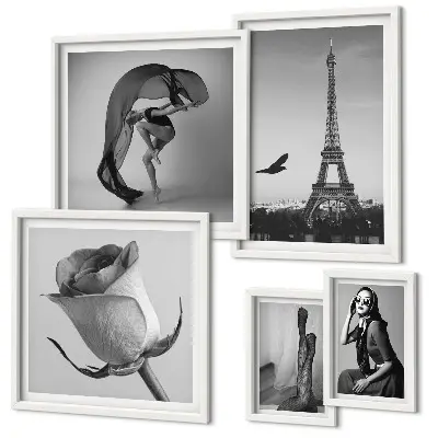 Gallery wall Stylish black and white Paris