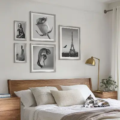 Gallery wall Stylish black and white Paris