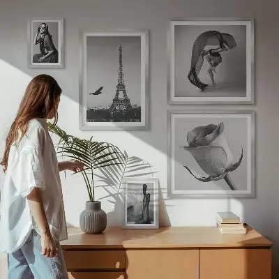 Gallery wall Stylish black and white Paris