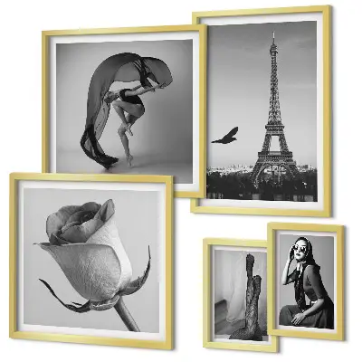 Gallery wall Stylish black and white Paris