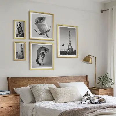 Gallery wall Stylish black and white Paris