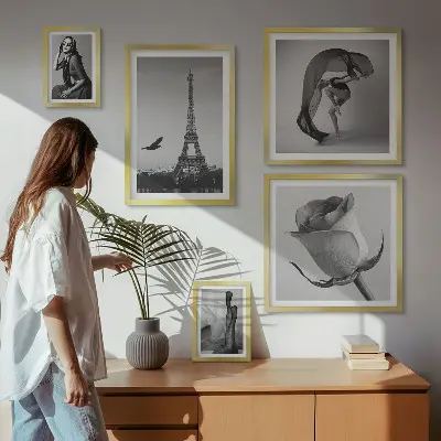 Gallery wall Stylish black and white Paris