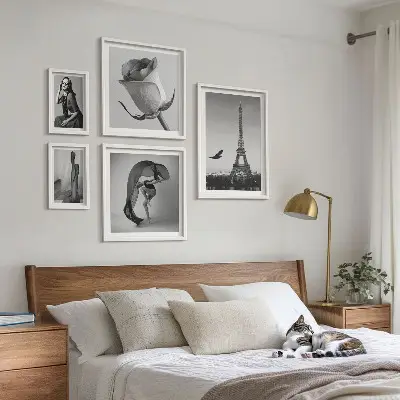 Gallery wall Stylish black and white Paris
