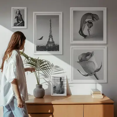 Gallery wall Stylish black and white Paris