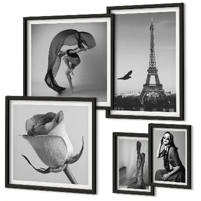 Gallery wall Stylish black and white Paris