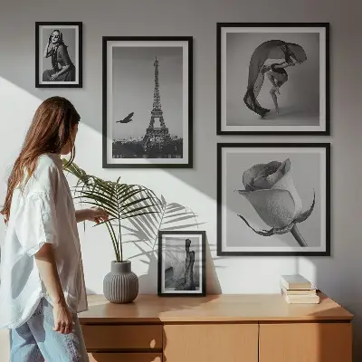 Gallery wall Stylish black and white Paris