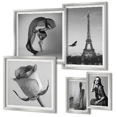 Gallery wall Stylish black and white Paris
