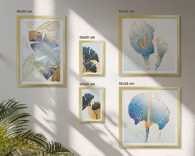 Modern plant motifs wall art set of 5 pieces