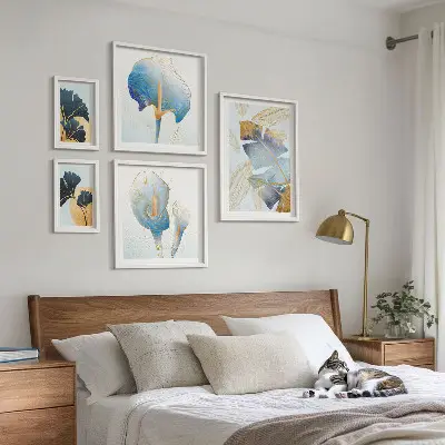 Modern plant motifs wall art set of 5 pieces