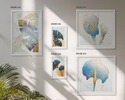 Set of 5 wall art pieces Modern plant motifs
