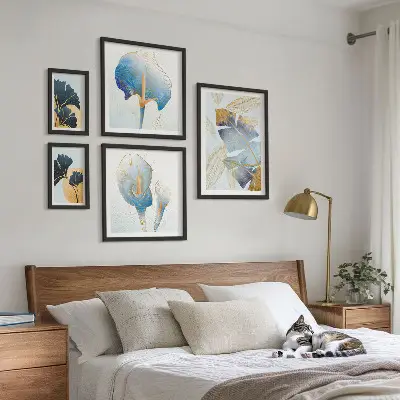Modern plant motifs wall art set of 5 pieces