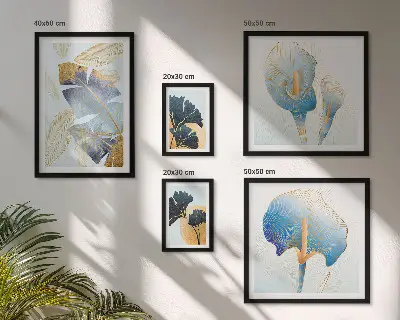 Set of 5 wall art pieces Modern plant motifs