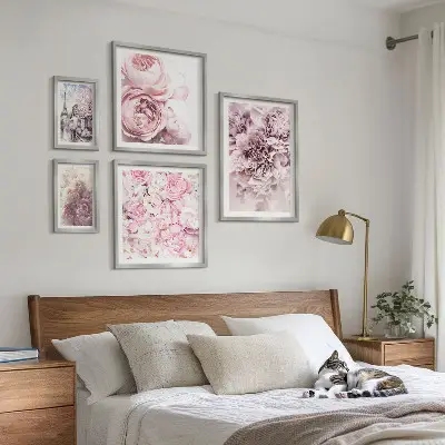 Vintage floral arrangements wall art set of 5 pieces