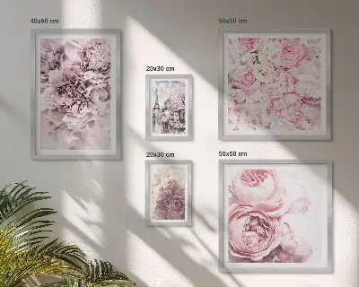 Set of 5 wall art pieces Vintage floral arrangements