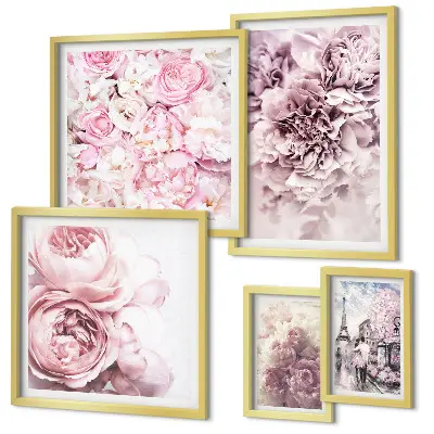 Vintage floral arrangements wall art set of 5 pieces