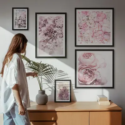 Set of 5 wall art pieces Vintage floral arrangements
