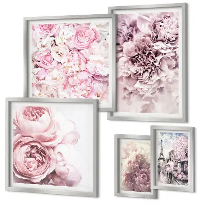 Vintage floral arrangements wall art set of 5 pieces