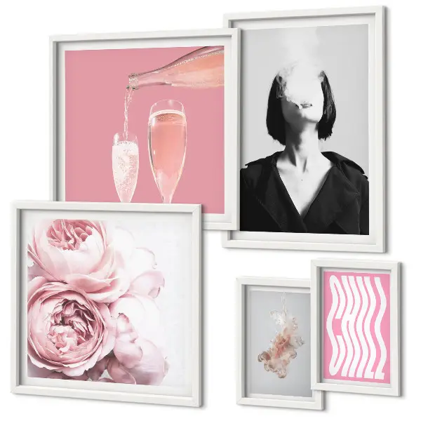 Framed photo set Chill Wine Woman Smoke
