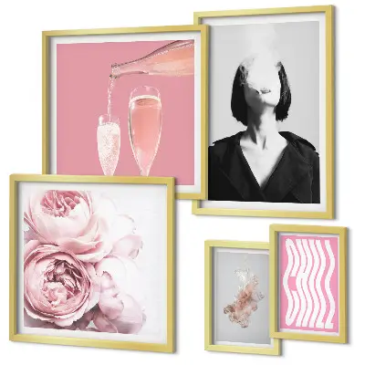 Framed photo set Chill Wine Woman Smoke