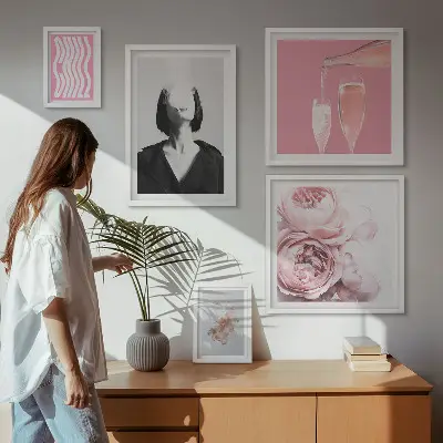 Framed photo set chill wine woman smoke design