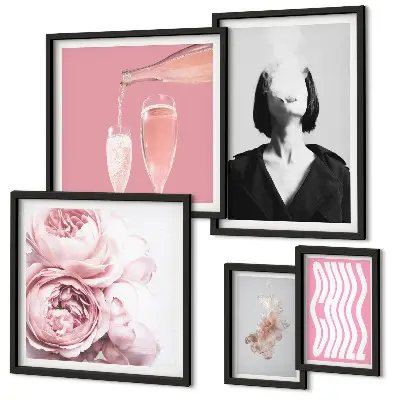 Framed photo set Chill Wine Woman Smoke