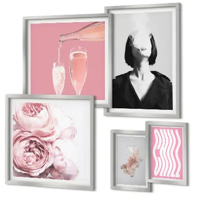 Framed photo set Chill Wine Woman Smoke