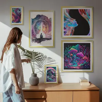 Cosmic inspirations surrealism gallery wall curated art set