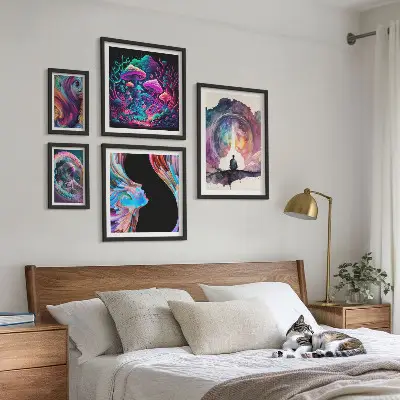 Cosmic inspirations surrealism gallery wall curated art set