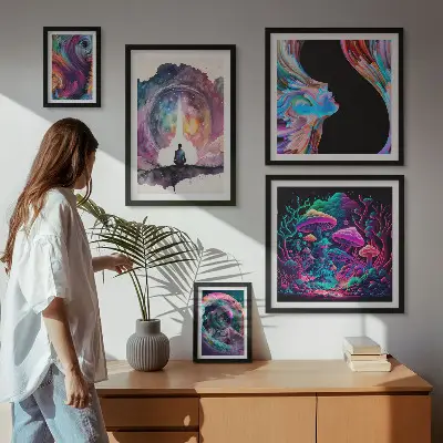 Cosmic inspirations surrealism gallery wall curated art set
