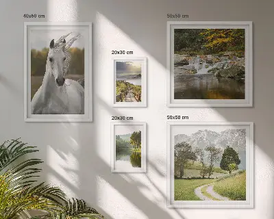 Horse landscape framed photo set set of landscape photos