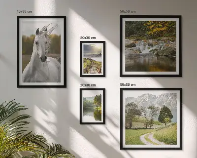Horse landscape framed photo set set of landscape photos
