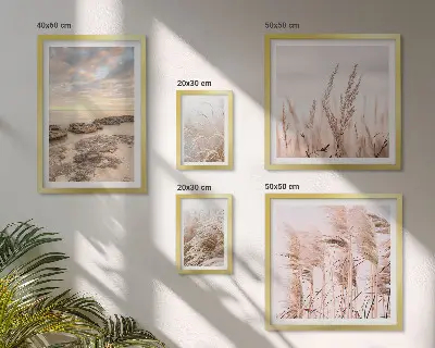 Gallery wall seaside landscapes with sun