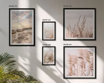Gallery wall seaside landscapes with sun