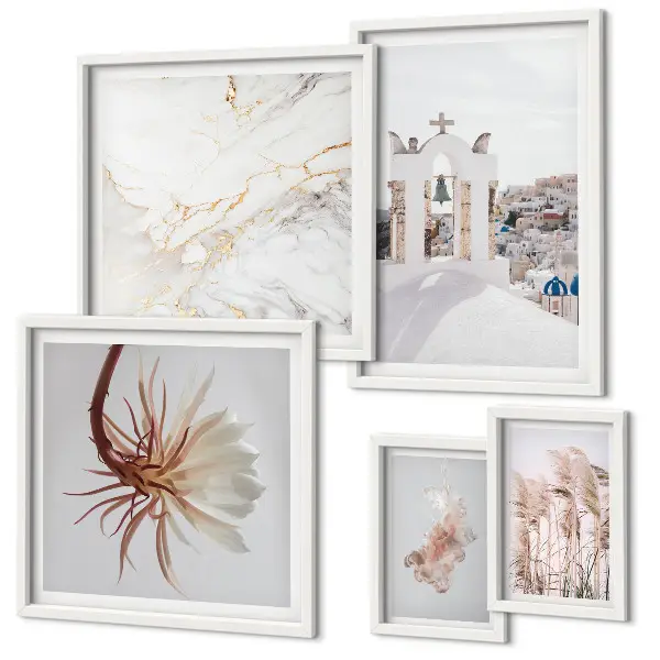 Framed photo set Stylish views architecture nature