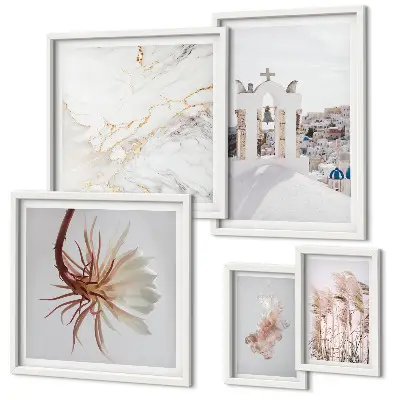 Framed photo set Stylish views architecture nature