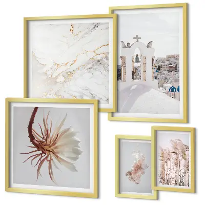Framed photo set Stylish views architecture nature