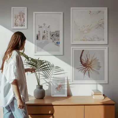 Framed photo set Stylish views architecture nature