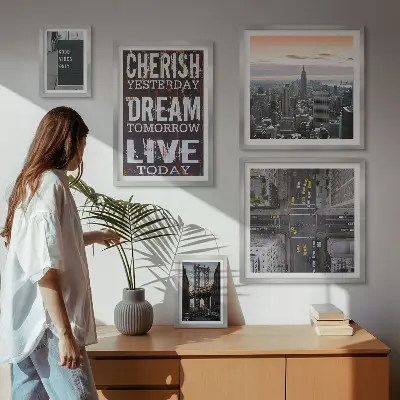 Set of 5 wall art pieces Inspiring city slogans