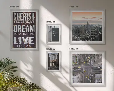 Set of 5 wall art pieces Inspiring city slogans