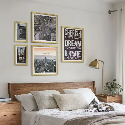 Set of 5 wall art pieces Inspiring city slogans