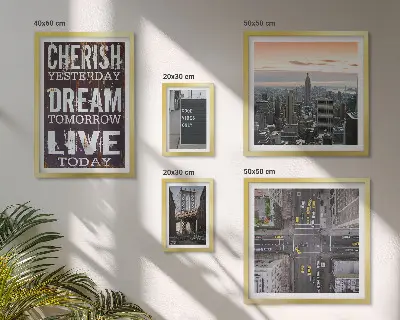 Set of 5 wall art pieces Inspiring city slogans